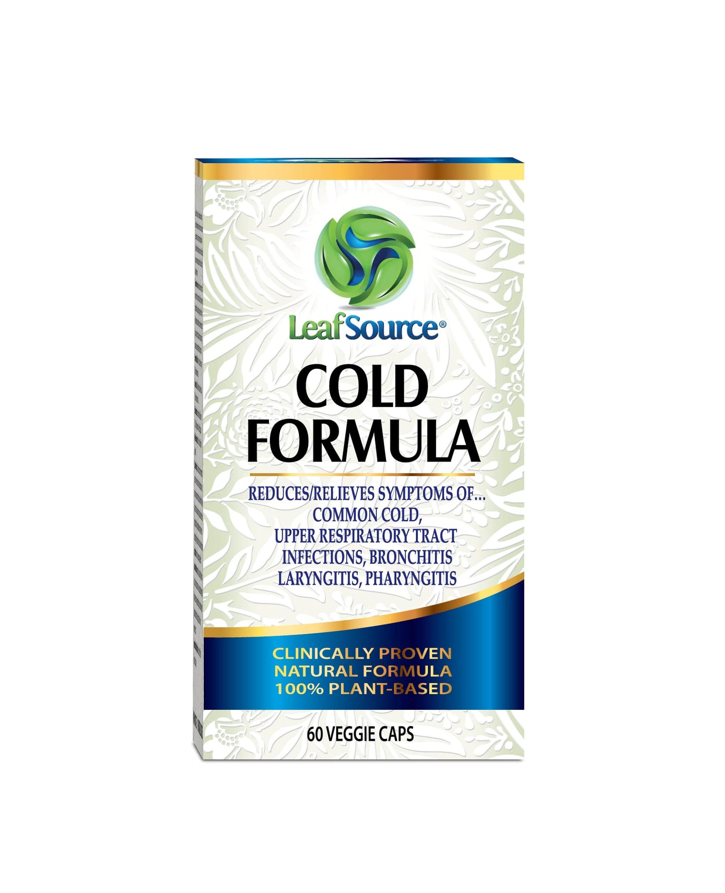 
                  
                    Leafsource Cold Formula Capsules, Naturally Reduces Duration & Relieve Cold Symptoms, Flu, Upper Respiratory Tract Infections, Bronchitis, Sore Throat and Laryngitis Plant-Based Ingredient, Vegan, Immune Modulator, NPN 80114231 (60 Counts) - LeafSource® Canada
                  
                