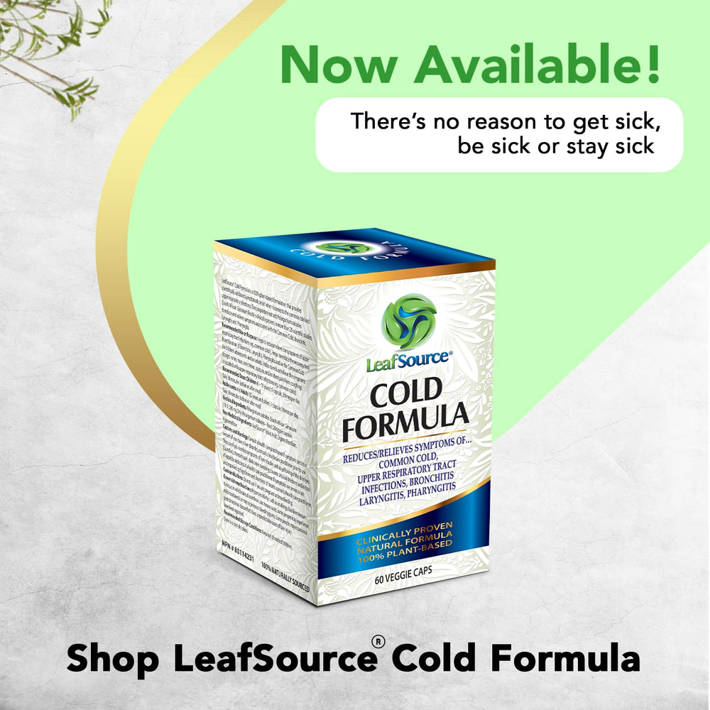 
                  
                    Leafsource Cold Formula Capsules, Naturally Reduces Duration & Relieve Cold Symptoms, Flu, Upper Respiratory Tract Infections, Bronchitis, Sore Throat and Laryngitis Plant-Based Ingredient, Vegan, Immune Modulator, NPN 80114231 (60 Counts) - LeafSource® Canada
                  
                