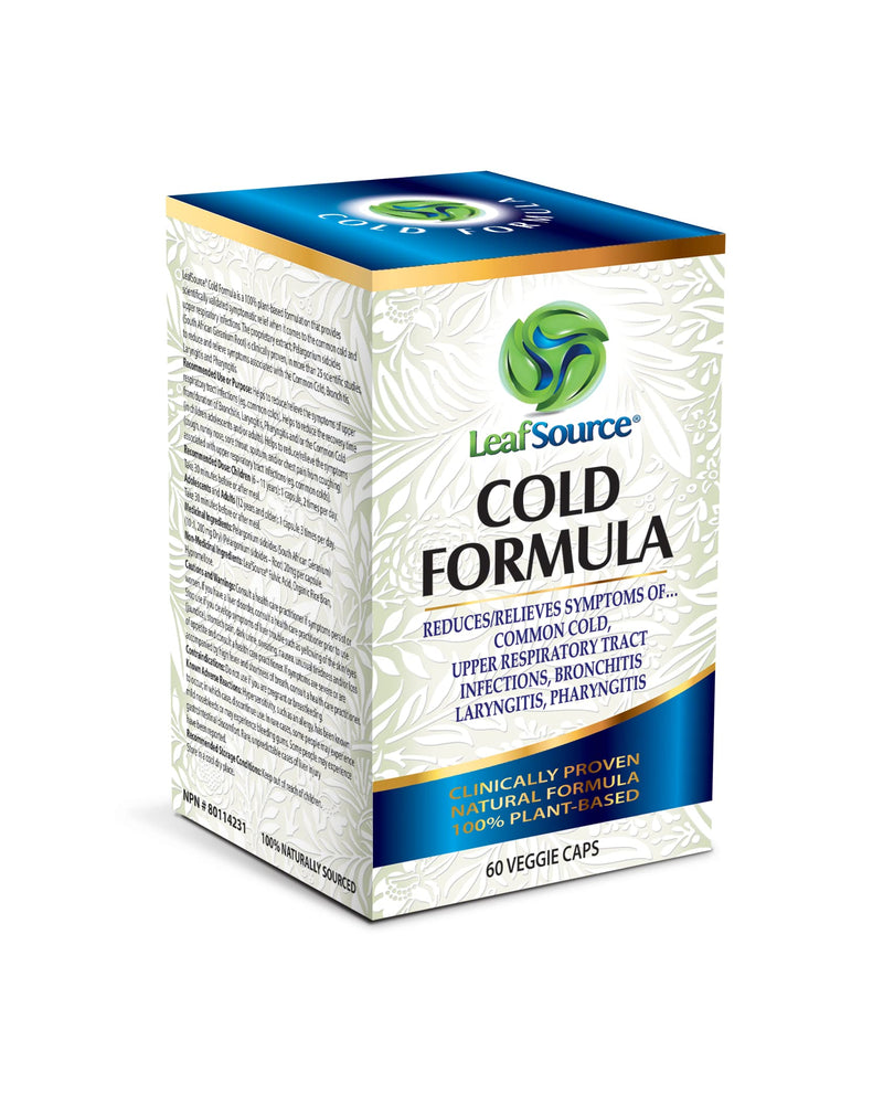 
                  
                    Leafsource Cold Formula Capsules, Naturally Reduces Duration & Relieve Cold Symptoms, Flu, Upper Respiratory Tract Infections, Bronchitis, Sore Throat and Laryngitis Plant-Based Ingredient, Vegan, Immune Modulator, NPN 80114231 (60 Counts) - LeafSource® Canada
                  
                