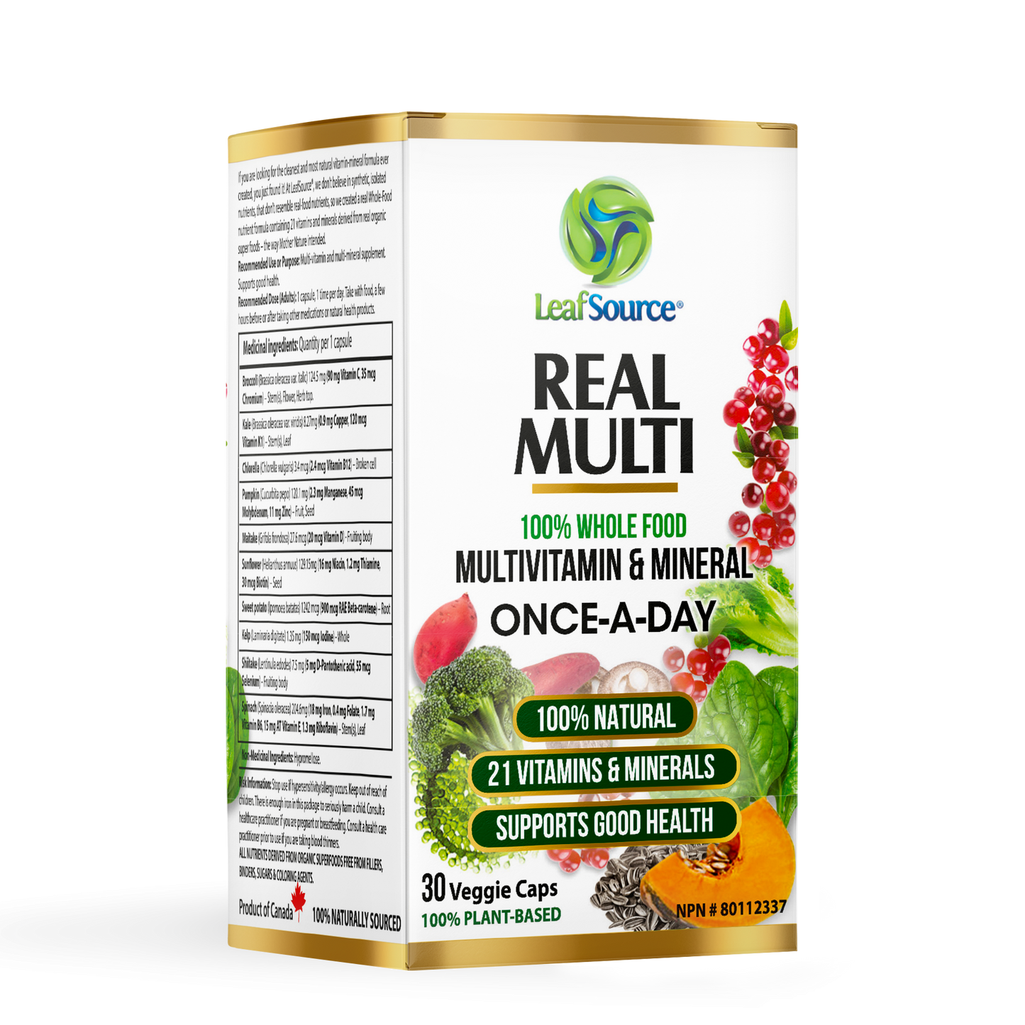 
                  
                    LeafSource ® Real Multi 30 Vegetarian Capsules - One A Day Multivitamin made from 100% Whole Foods Fruits & Veggies - LeafSource® Canada
                  
                
