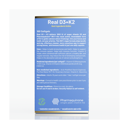 
                  
                    Real D3 K2 (MK7) 100 Soft Gel - Plant Based
                  
                